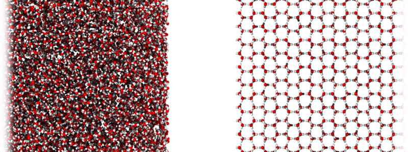 Un ghiaccio come un'istantanea di acqua liquida